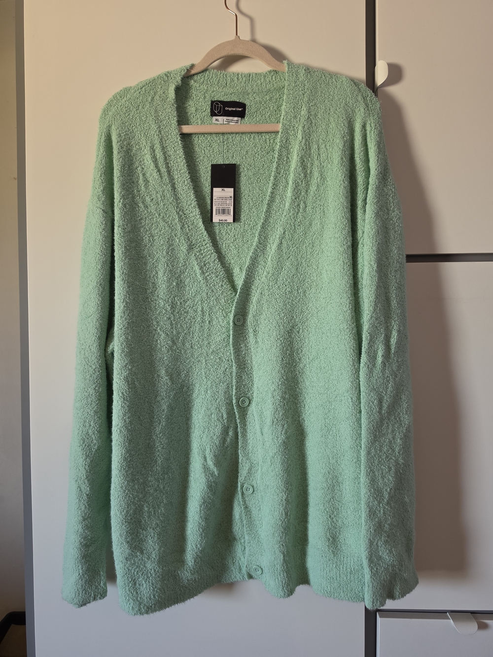 Cozy Plush Mint Button-Up Cardigan Sweater
